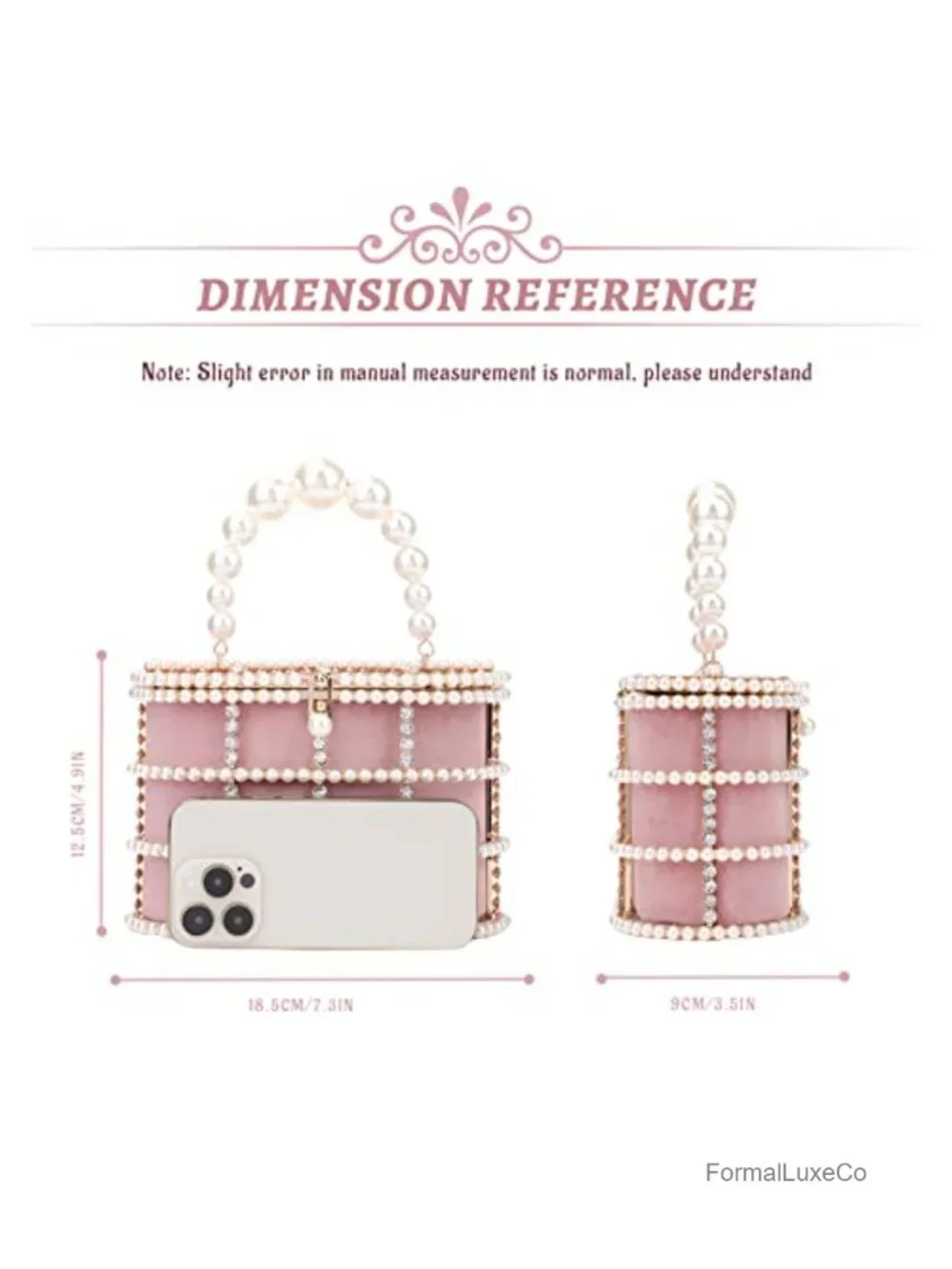 Metal Crystal Pearl Evening Clutch Bucket Bag Wedding Prom Party